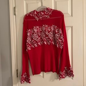 Beautiful Venus mesh and cotton holiday sweater size 3X with bell sleeves